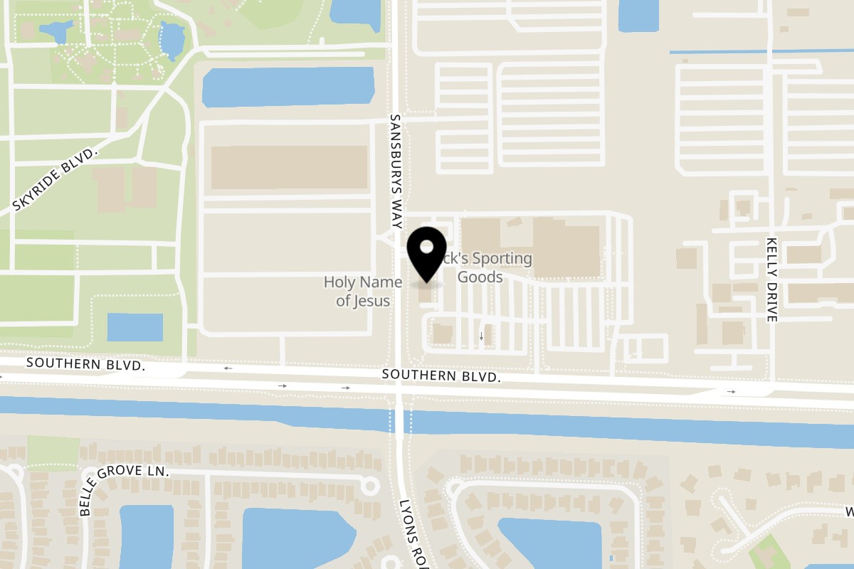 Map showing the location of Big John's Eatery on 100 Sansburys Way #108 in West Palm Beach